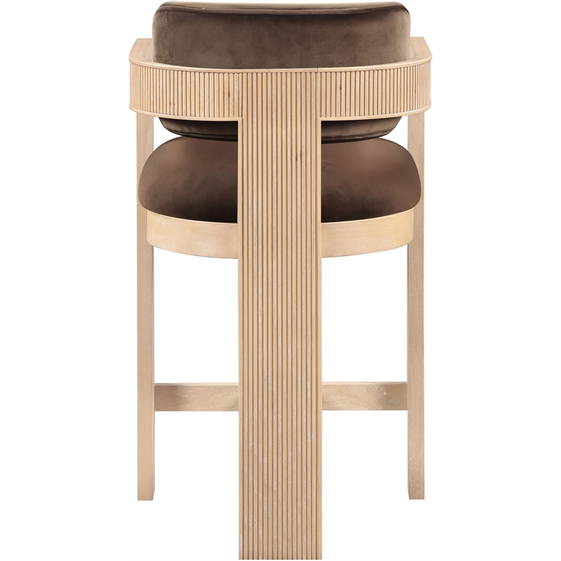 Pemberly Row Contemporary Solid Wood Frame Brown Ultra Luxe Velvet Stool