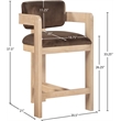 Pemberly Row Contemporary Solid Wood Frame Brown Ultra Luxe Velvet Stool