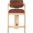 Pemberly Row Contemporary Solid Wood Frame Cognac Ultra Luxe Velvet Stool