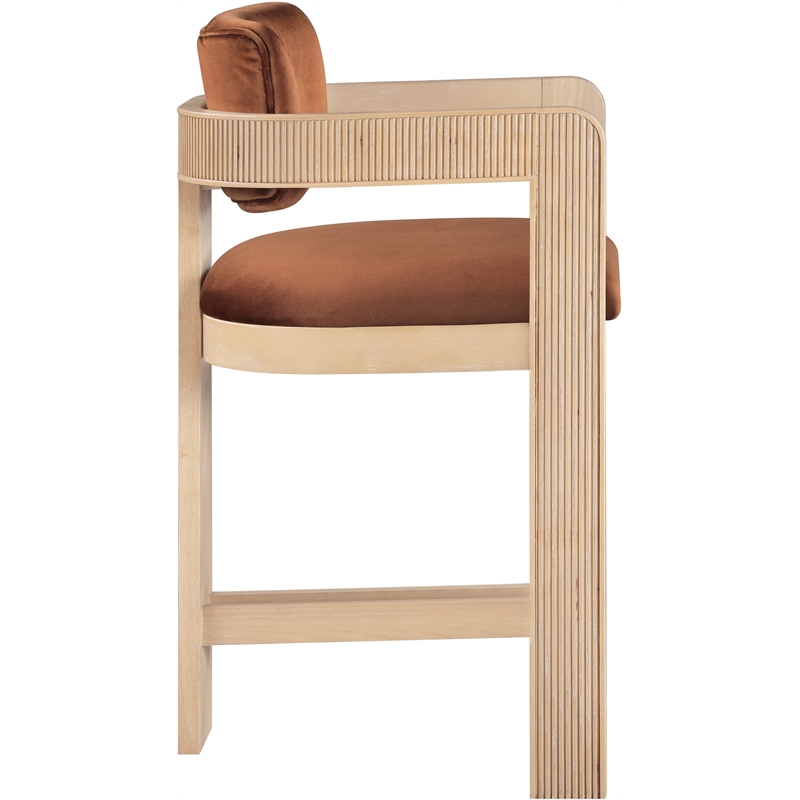 Pemberly Row Contemporary Solid Wood Frame Cognac Ultra Luxe Velvet Stool