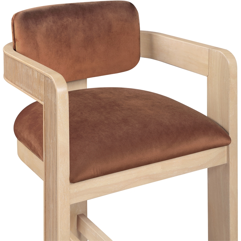 Pemberly Row Contemporary Solid Wood Frame Cognac Ultra Luxe Velvet Stool