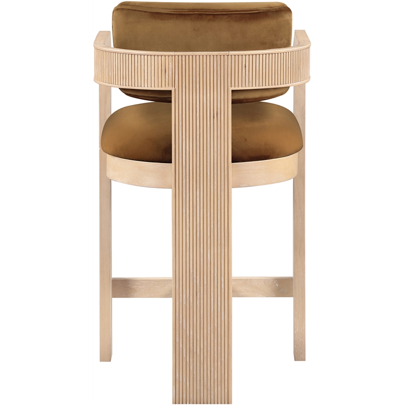 Pemberly Row Contemporary Solid Wood Frame Saddle Ultra Luxe Velvet Stool