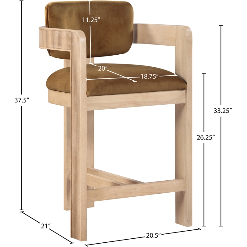 Pemberly Row Contemporary Solid Wood Frame Saddle Ultra Luxe Velvet Stool