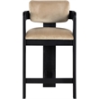 Pemberly Row Contemporary Solid Wood Frame Beige Ultra Luxe Velvet Stool