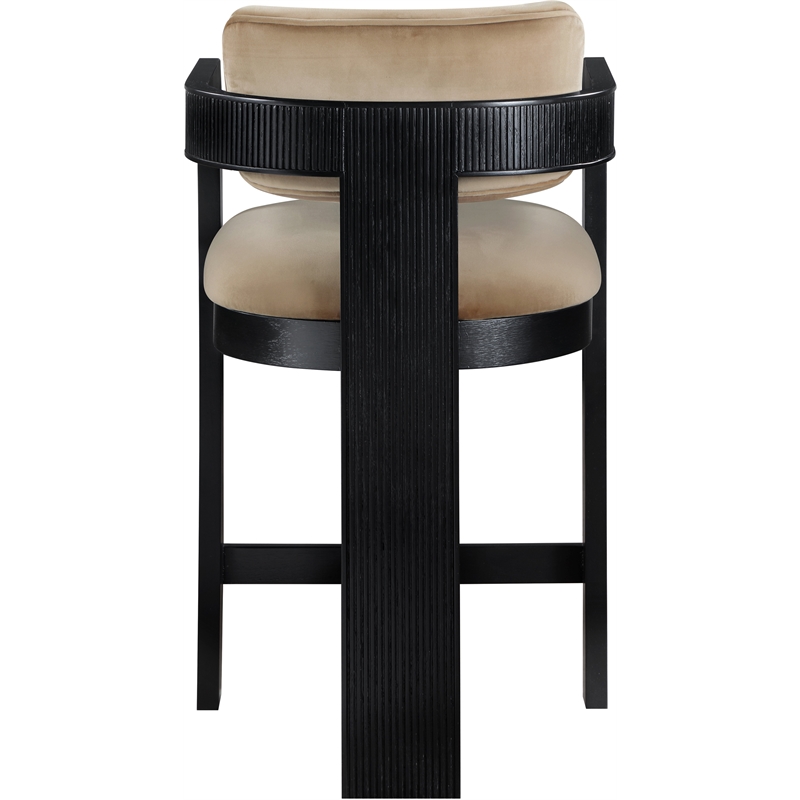Pemberly Row Contemporary Solid Wood Frame Beige Ultra Luxe Velvet Stool