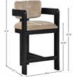 Pemberly Row Contemporary Solid Wood Frame Beige Ultra Luxe Velvet Stool