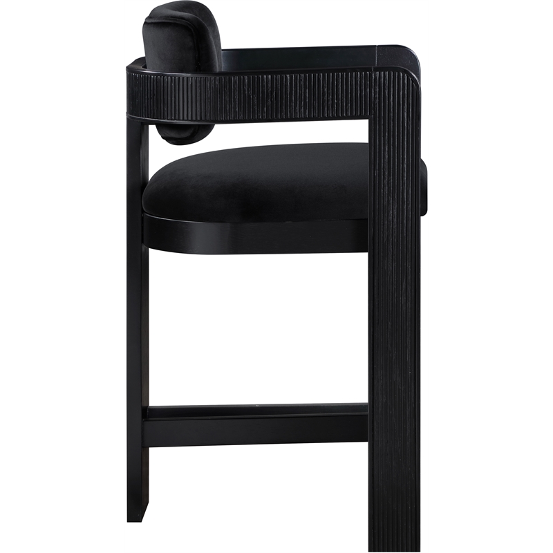 Pemberly Row Contemporary Solid Wood Frame Black Ultra Luxe Velvet Stool