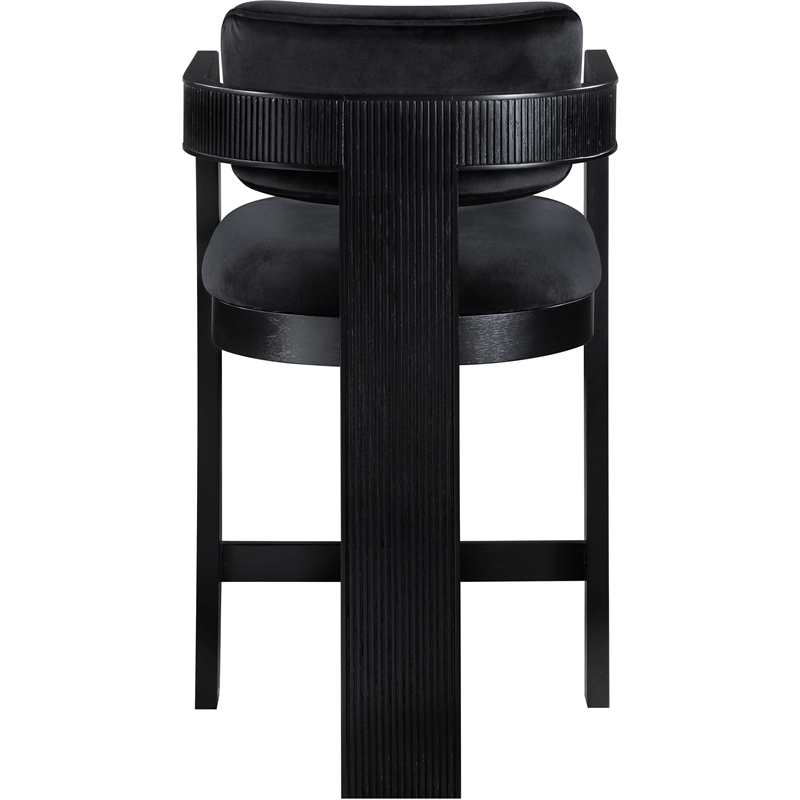 Pemberly Row Contemporary Solid Wood Frame Black Ultra Luxe Velvet Stool