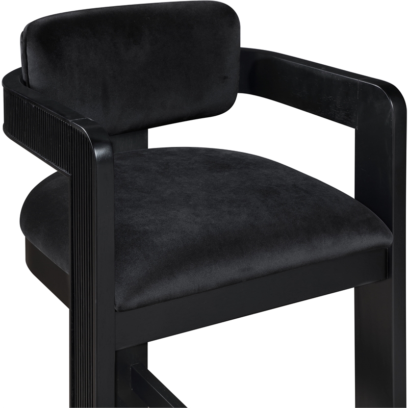 Pemberly Row Contemporary Solid Wood Frame Black Ultra Luxe Velvet Stool