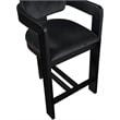 Pemberly Row Contemporary Solid Wood Frame Black Ultra Luxe Velvet Stool