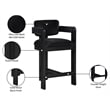 Pemberly Row Contemporary Solid Wood Frame Black Ultra Luxe Velvet Stool