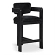 Pemberly Row Contemporary Solid Wood Frame Black Ultra Luxe Velvet Stool