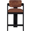 Pemberly Row Contemporary Solid Wood Frame Cognac Ultra Luxe Velvet Stool