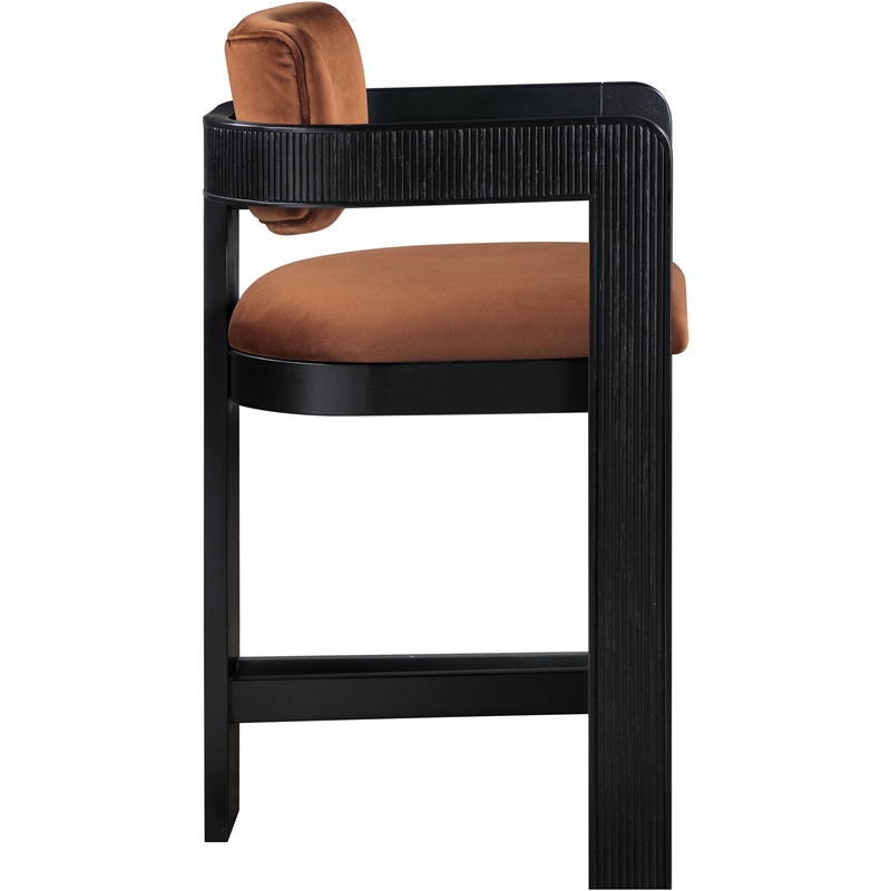 Pemberly Row Contemporary Solid Wood Frame Cognac Ultra Luxe Velvet Stool