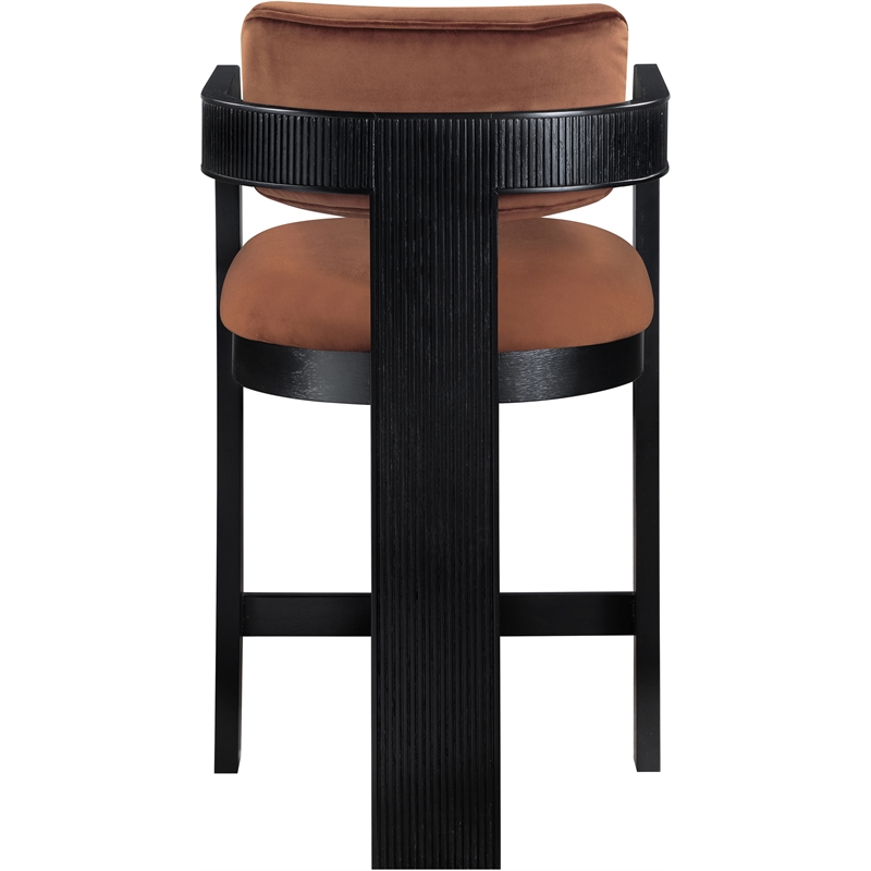 Pemberly Row Contemporary Solid Wood Frame Cognac Ultra Luxe Velvet Stool