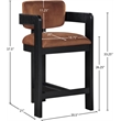 Pemberly Row Contemporary Solid Wood Frame Cognac Ultra Luxe Velvet Stool