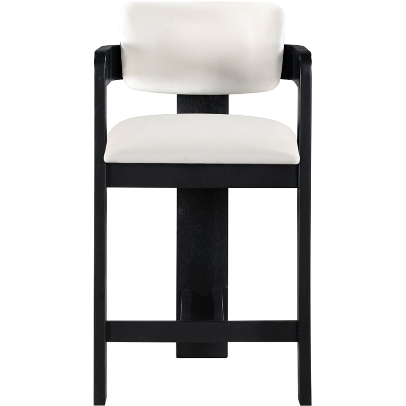 Pemberly Row Contemporary Solid Wood Frame Cream Ultra Luxe Velvet Stool