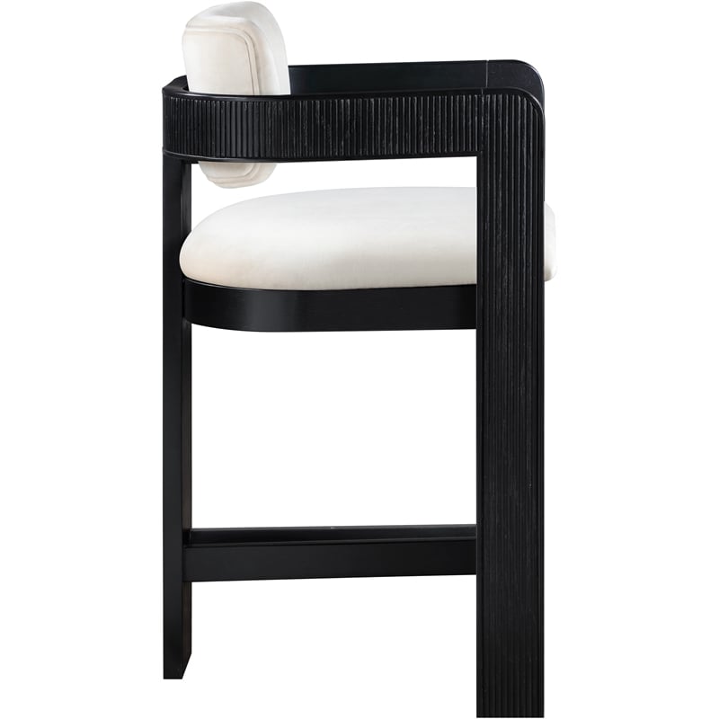 Pemberly Row Contemporary Solid Wood Frame Cream Ultra Luxe Velvet Stool