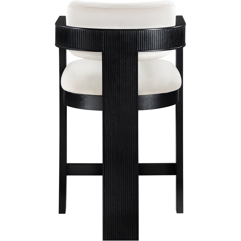 Pemberly Row Contemporary Solid Wood Frame Cream Ultra Luxe Velvet Stool