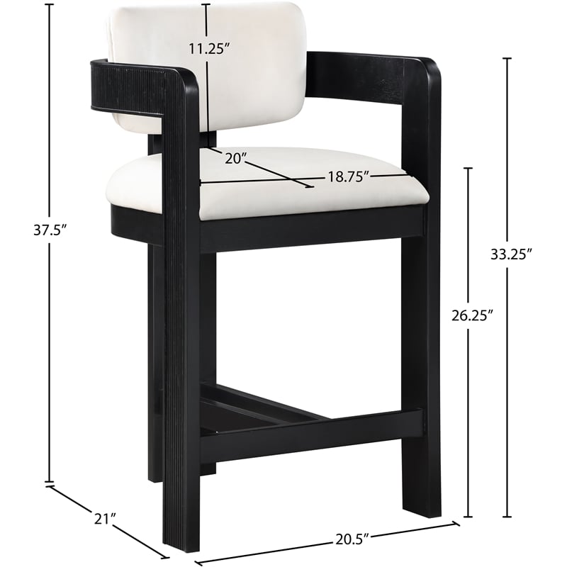 Pemberly Row Contemporary Solid Wood Frame Cream Ultra Luxe Velvet Stool
