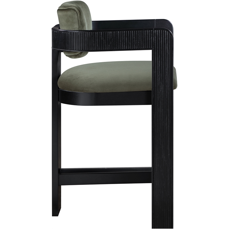 Pemberly Row Contemporary Solid Wood Frame Green Ultra Luxe Velvet Stool