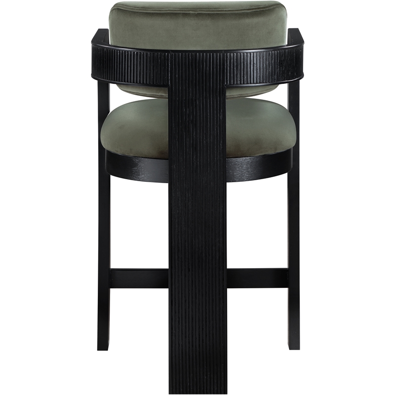 Pemberly Row Contemporary Solid Wood Frame Green Ultra Luxe Velvet Stool