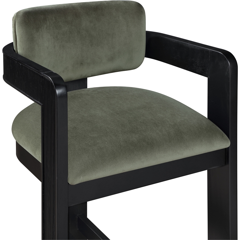 Pemberly Row Contemporary Solid Wood Frame Green Ultra Luxe Velvet Stool