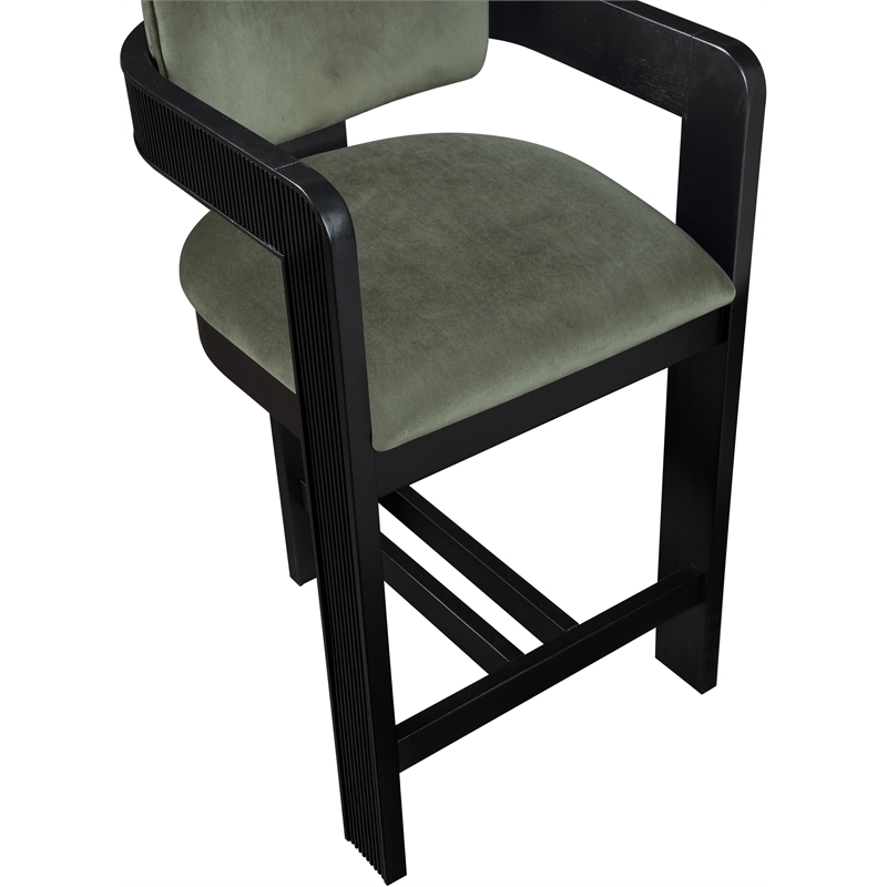 Pemberly Row Contemporary Solid Wood Frame Green Ultra Luxe Velvet Stool