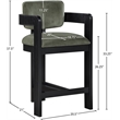 Pemberly Row Contemporary Solid Wood Frame Green Ultra Luxe Velvet Stool