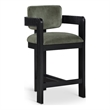 Pemberly Row Contemporary Solid Wood Frame Green Ultra Luxe Velvet Stool