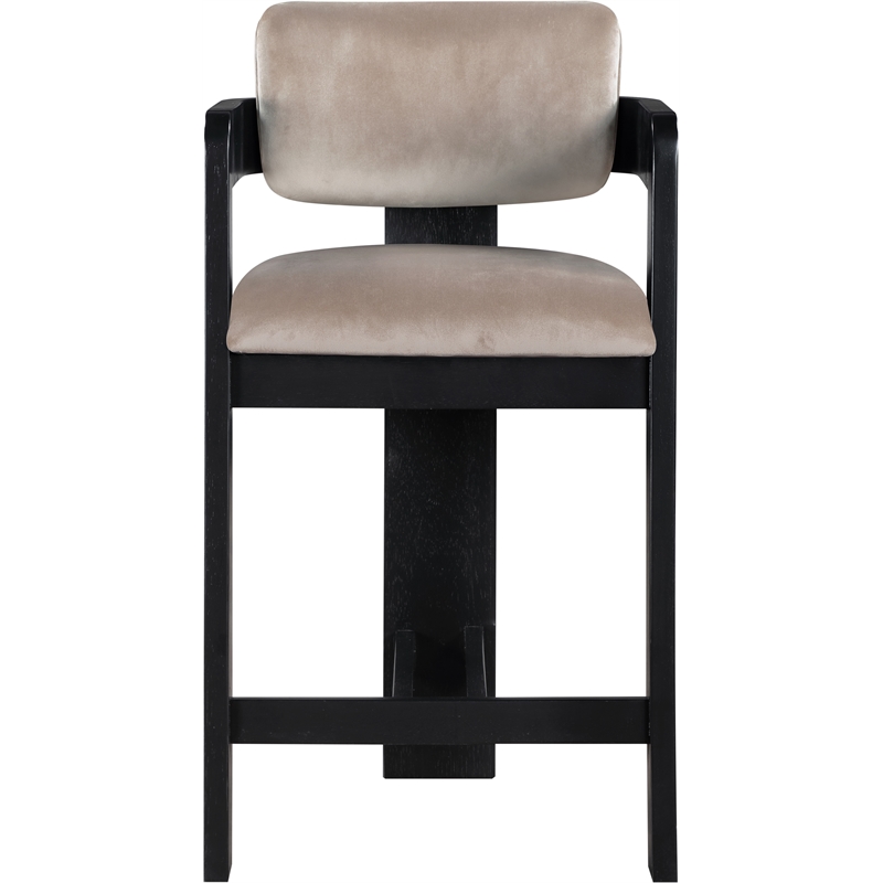Pemberly Row Contemporary Solid Wood Frame Taupe Ultra Luxe Velvet Stool