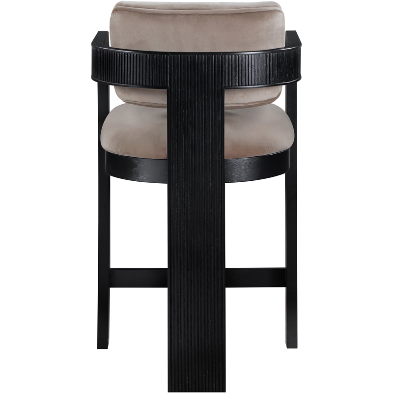 Pemberly Row Contemporary Solid Wood Frame Taupe Ultra Luxe Velvet Stool