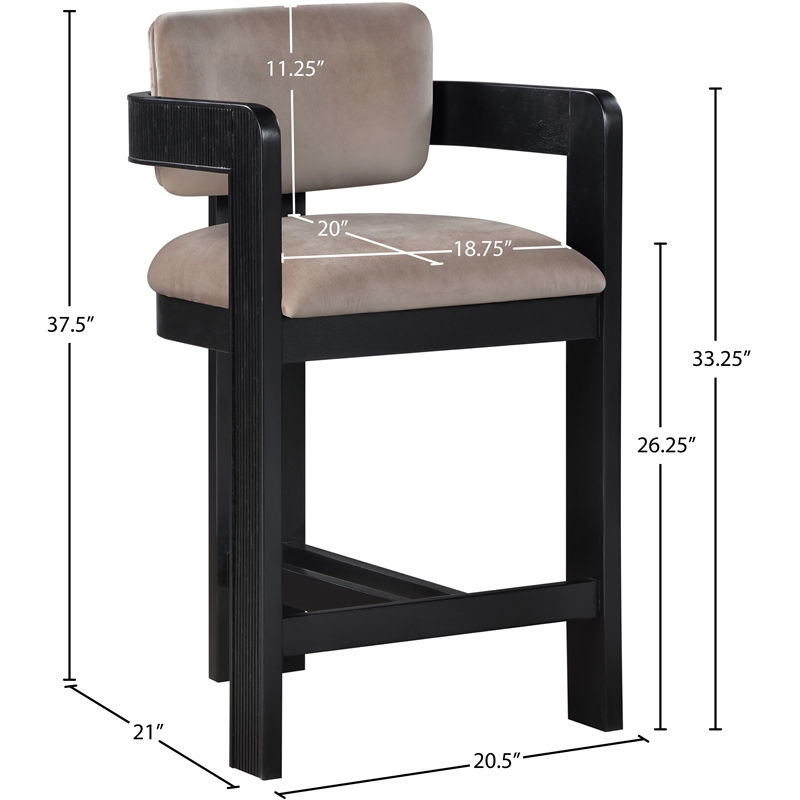 Pemberly Row Contemporary Solid Wood Frame Taupe Ultra Luxe Velvet Stool