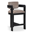 Pemberly Row Contemporary Solid Wood Frame Taupe Ultra Luxe Velvet Stool