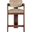 Pemberly Row Contemporary Solid Wood Frame Beige Ultra Luxe Velvet Stool