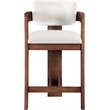 Pemberly Row Contemporary Solid Wood Frame Cream Ultra Luxe Velvet Stool