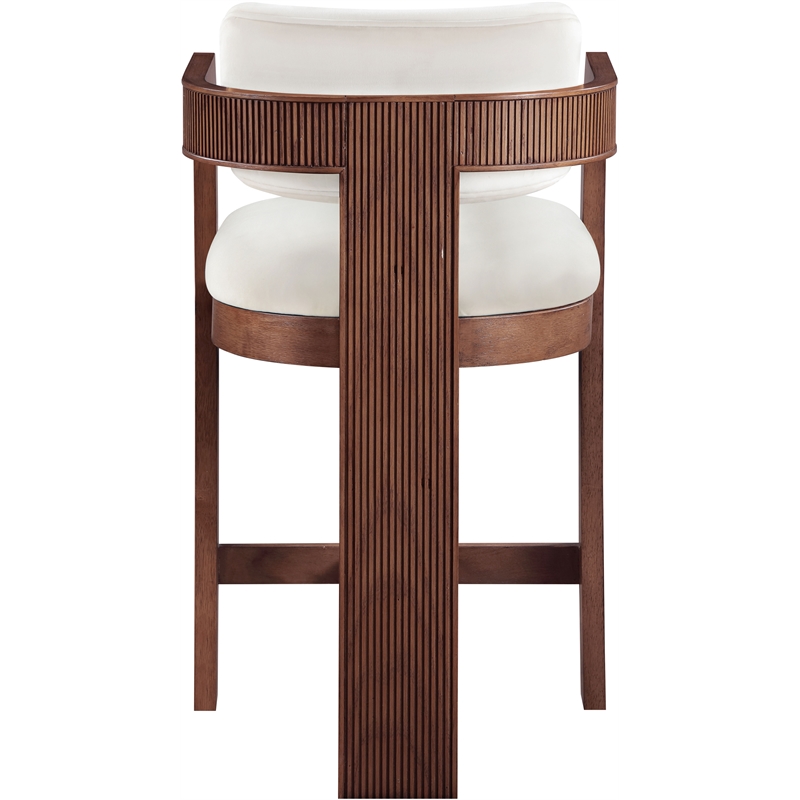 Pemberly Row Contemporary Solid Wood Frame Cream Ultra Luxe Velvet Stool