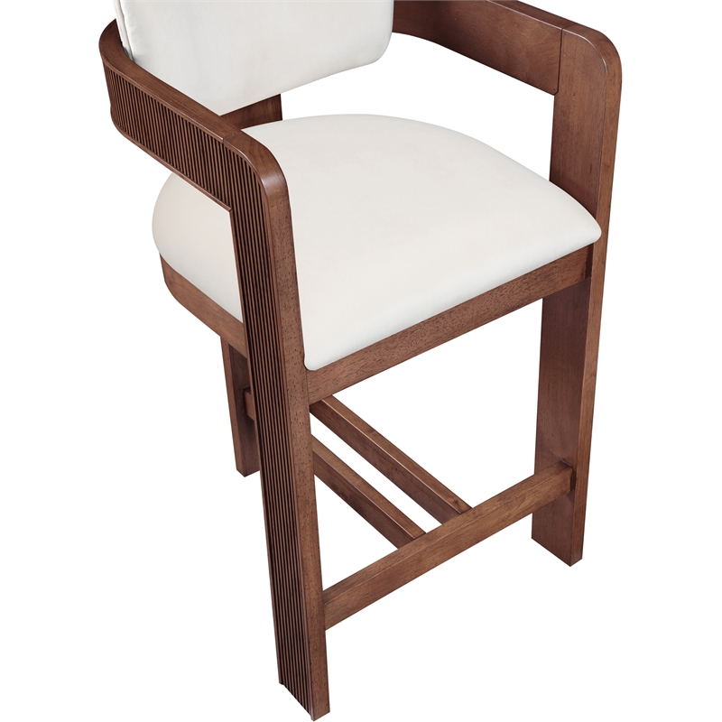 Pemberly Row Contemporary Solid Wood Frame Cream Ultra Luxe Velvet Stool