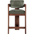 Pemberly Row Contemporary Solid Wood Frame Green Ultra Luxe Velvet Stool
