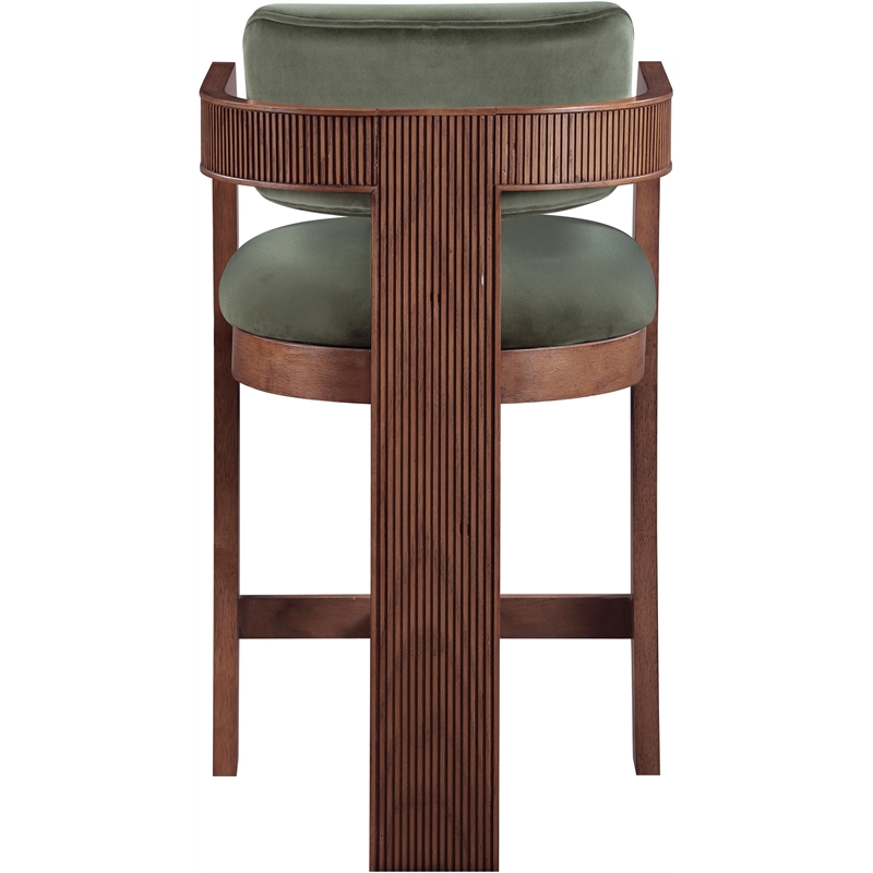 Pemberly Row Contemporary Solid Wood Frame Green Ultra Luxe Velvet Stool
