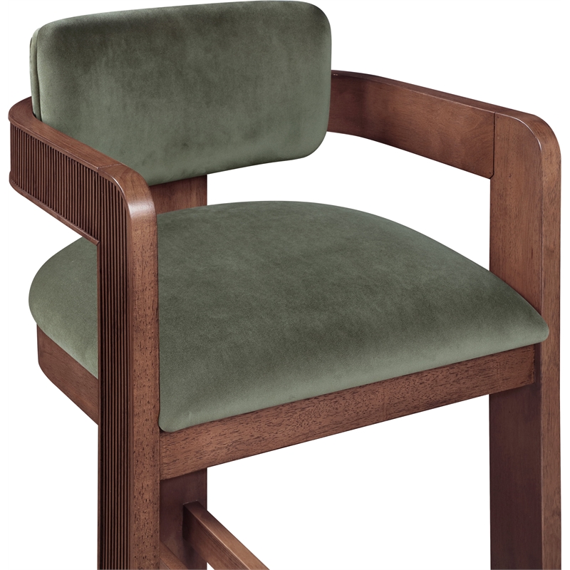 Pemberly Row Contemporary Solid Wood Frame Green Ultra Luxe Velvet Stool