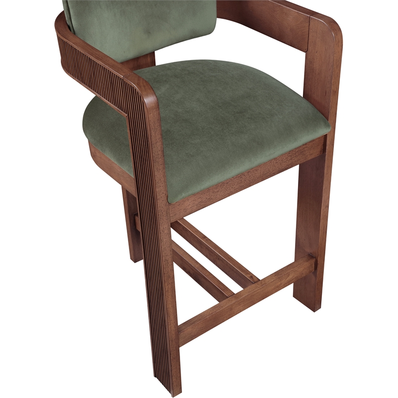 Pemberly Row Contemporary Solid Wood Frame Green Ultra Luxe Velvet Stool