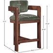 Pemberly Row Contemporary Solid Wood Frame Green Ultra Luxe Velvet Stool