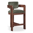 Pemberly Row Contemporary Solid Wood Frame Green Ultra Luxe Velvet Stool