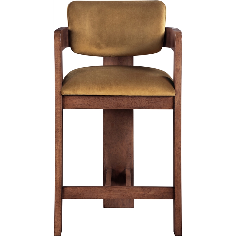 Pemberly Row Contemporary Solid Wood Frame Saddle Ultra Luxe Velvet Stool