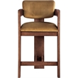 Pemberly Row Contemporary Solid Wood Frame Saddle Ultra Luxe Velvet Stool