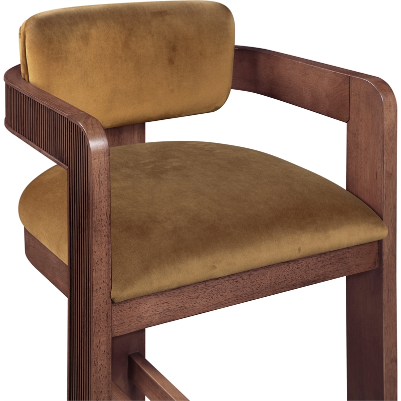 Pemberly Row Contemporary Solid Wood Frame Saddle Ultra Luxe Velvet Stool