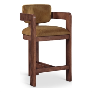 Pemberly Row Contemporary Solid Wood Frame Saddle Ultra Luxe Velvet Stool