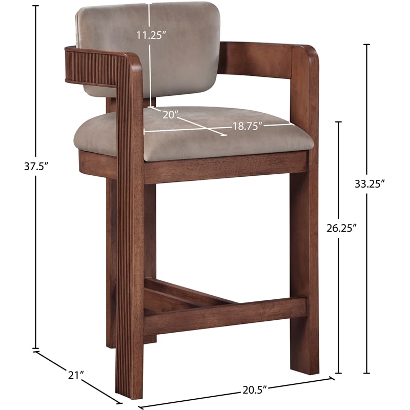 Pemberly Row Contemporary Solid Wood Frame Taupe Ultra Luxe Velvet Stool