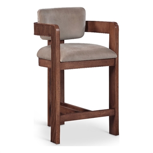 Pemberly Row Contemporary Solid Wood Frame Taupe Ultra Luxe Velvet Stool